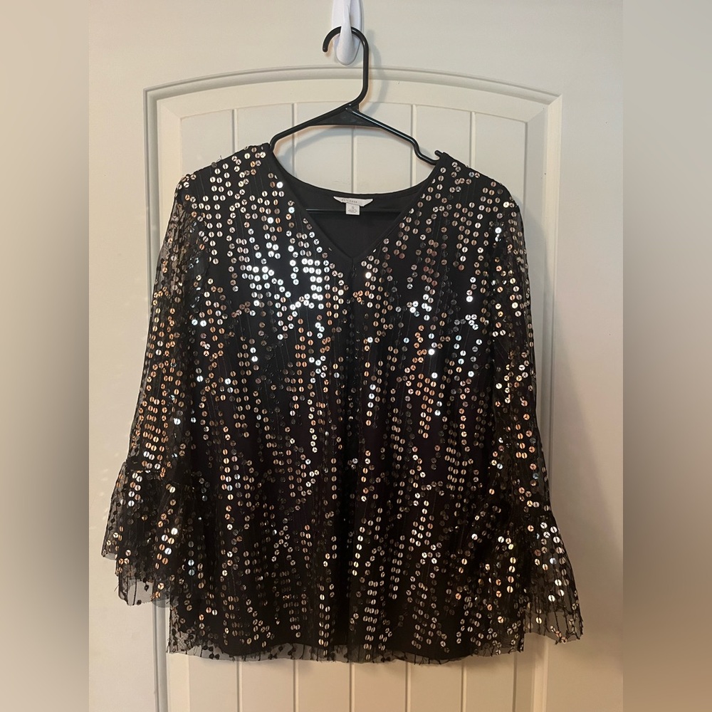 Black and Silver Sequin Women's Top